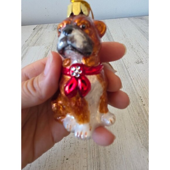 Kurt Adler bulldog Noble gems glass ornament Xmas dog tree puppy glitter - Picture 3 of 7